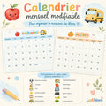 Calendrier mensuel élèves - Modifiable