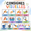 40 Consignes Visuelles Colorées – Préscolaire et Primaire (PDF)
