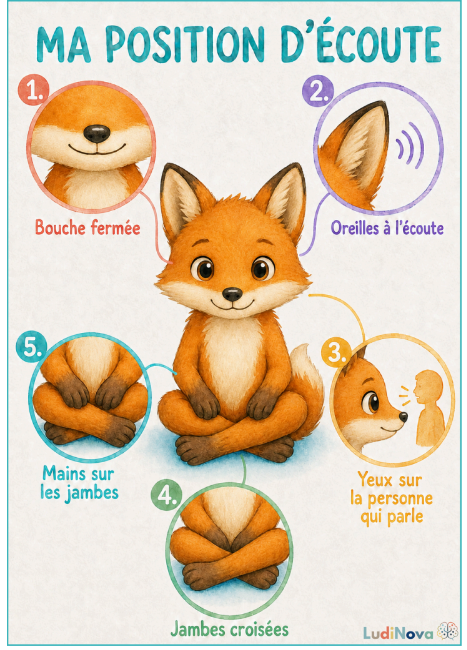 Affiche - Position d'écoute - Renard