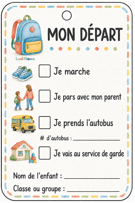 Étiquette départ