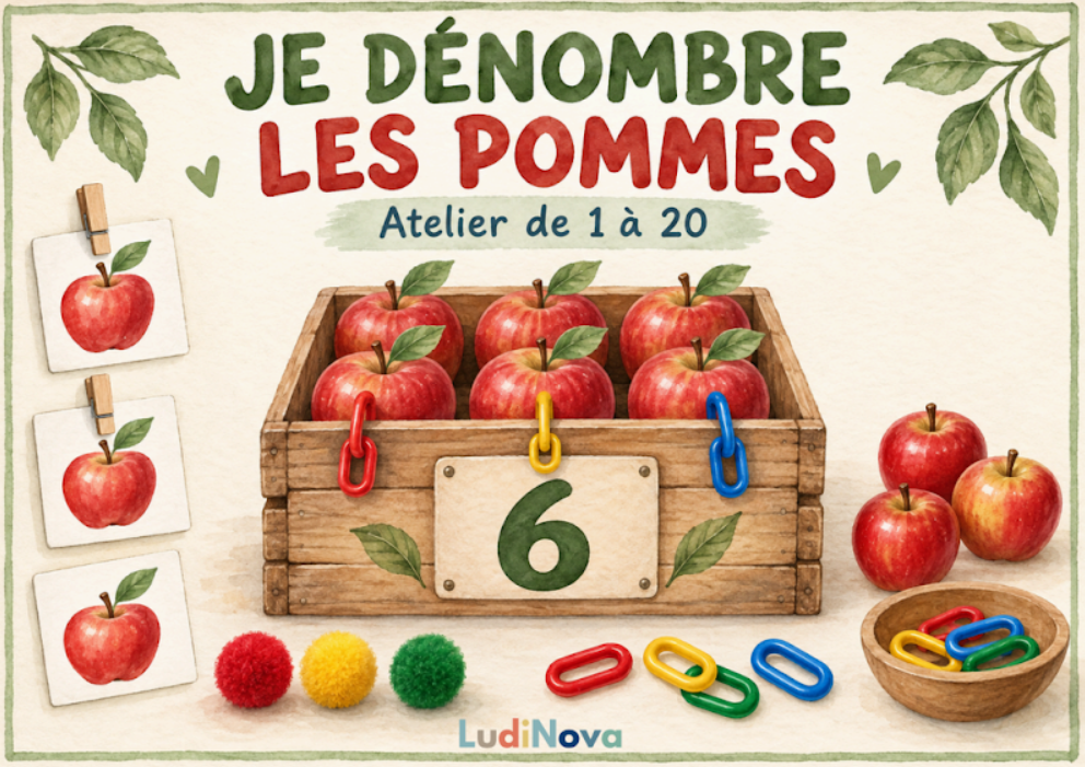 Je dénombre les pommes - Atelier de 1 à 20
