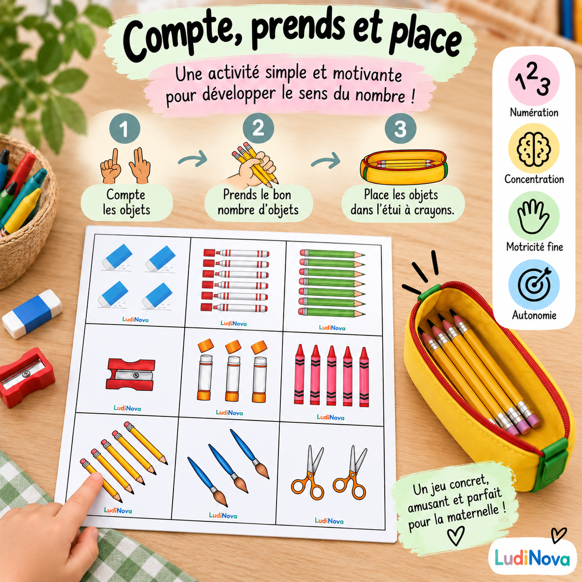 Compte, prends et place