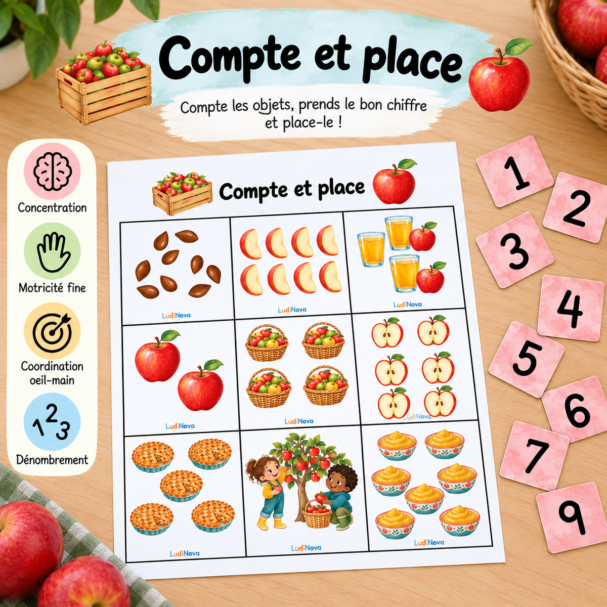 Compte, prends et place – pommes